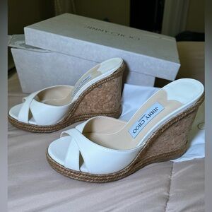 Jimmy Choo Almer 105 wedges in color Chalk, US size 7.5